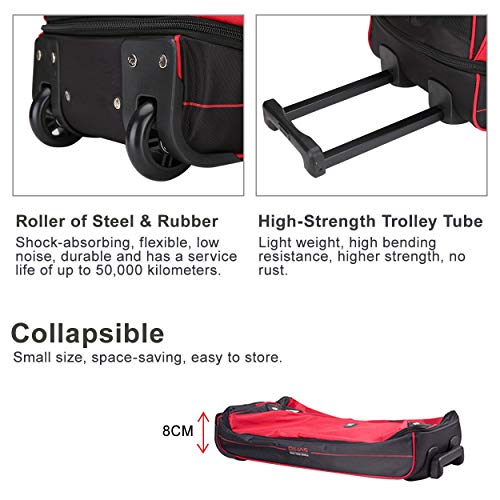 OIWAS Rolling Duffle Bag with Wheels, 22 inch Carry On Bag for Travel - color: Red