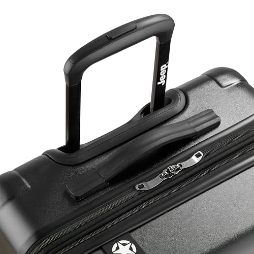 Jeep JH004C Hardside Expandable Luggage with Spinner Wheels, Black, Checked-Medium 24 Inch - color: Black, size: Checked-Medium 24 Inch