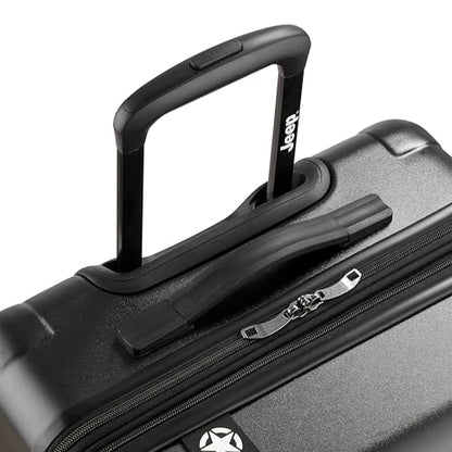 Jeep JH004C Hardside Expandable Luggage with Spinner Wheels, Black, Checked-Medium 24 Inch - color: Black, size: Checked-Medium 24 Inch