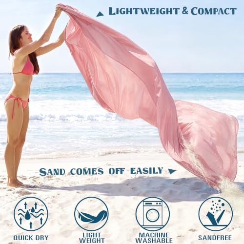 Beach Blanket Sandproof Waterproof Oversized 78"x81"/10'x9' Compact mat - color: Pink, size: 10'×9'