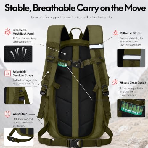 Haimont 15L Lightweight Hiking Daypack, Green - color: Green