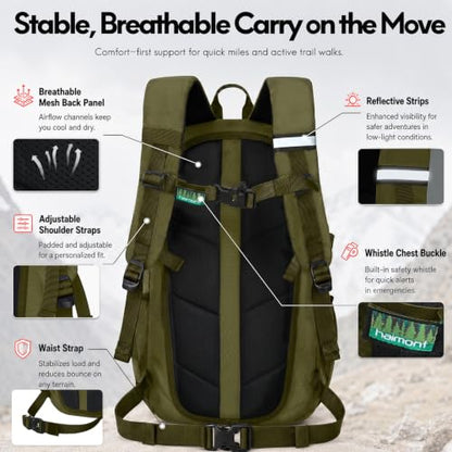 Haimont 15L Lightweight Hiking Daypack, Green - color: Green