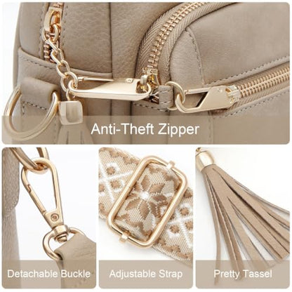 Vegan Leather Crossbody Bags for Women Anti theft Purses and Handbag - color: Cinnamon
