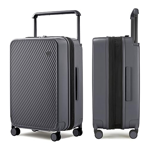mixi Large Capacity Expandable Luggage Suitcases With Spinner Wheels,Upgrade Wide Handle PC Hardshell Rolling Travel Suitcase with TSA Lock, Checked-Medium 24-Inch, Rock Gray - color: Rock Gray, size: 24-inch Expandable