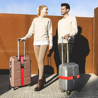 Travel Inspira 2 Pack Luggage Straps for Suitcases with TSA Lock - color: Apple Red