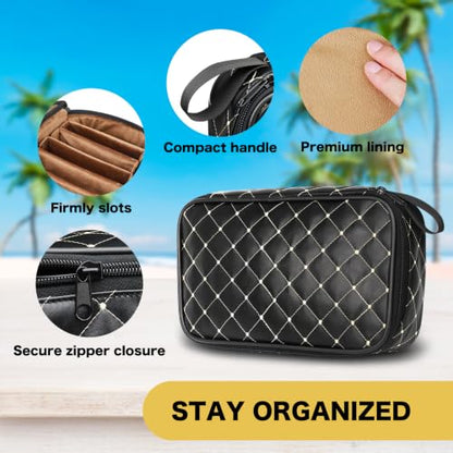 Illumifun Travel Sunglasses Organizer – Hard Shell Case with 7 Adjustable Slots, Portable Eyewear Storage Box for Men & Women
