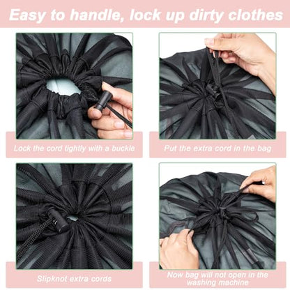 4 Pack Mesh Travel Laundry Bag 16" x 20"Extra Large Dirty Clothes Organizer - color: Black+Black+Black+Black, size: 16"x20"