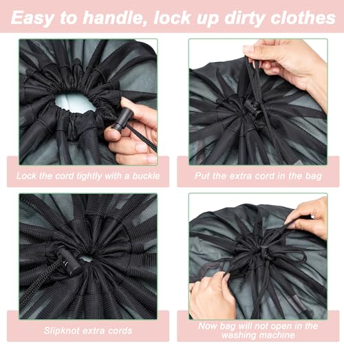 4 Pack Mesh Travel Laundry Bag 12" x 16"Extra Large Dirty Clothes Organizer - color: Black+Black+Black+Black, size: 12"x16"