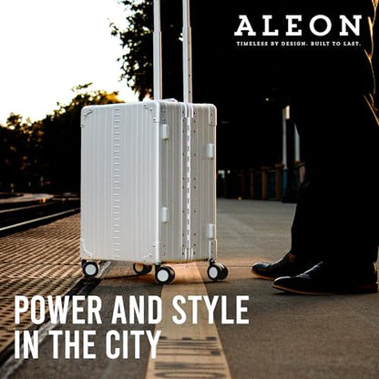 Aleon All Aluminum Lightweight 21" Premium International Carry-On Luggage - Hardside Carry-On Suitcase, TSA Approved, Hard Shell Suitcase, Airline Approved Hard Spinner Wheels Luggage (Platinum) - color: platinum