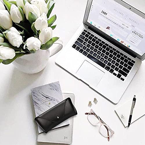 LogHog Portable Leather Glasses Case,Flexible Sunglasses Pouch Slim Case for Women Men Horizontal Eyeglass Case - color: Black