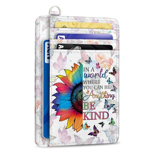 Yonlevres Be Kind Sunflower Credit Card Holder Slim RFID Wallet Women Small - color: Be Kind Sunflower