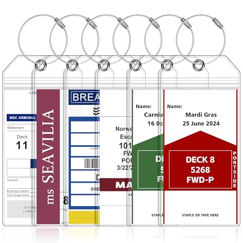 6 Pack Luggage Tags Travel Essentials & Cruise Essentials for NCL, Princess, Carnival, Royal Caribbean & Celebrity Cruise Ships by SEAVILIA - size: Wide(for Carnival, NCL, Princess, MSC, etc)