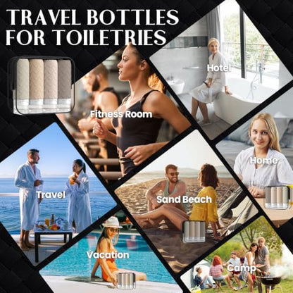 Silevoler Travel Bottles for Toiletries, TSA-Approved Travel Size Container | Woven Pattern BPA Free Silicone Leak Proof Refillable Liqus Shampoo And Conditioner Essentials Toiletry Bottles(Cream) - color: Cream