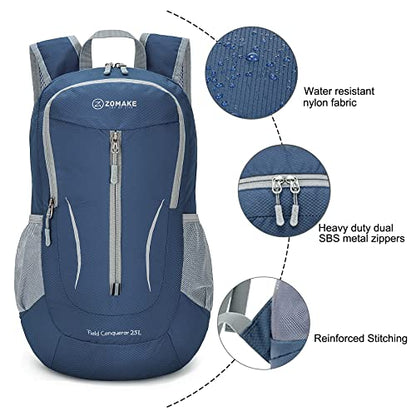 ZOMAKE Ultra Lightweight Packable Backpack 25L - Foldable Hiking Backpacks Water Resistant Small Folding Daypack for Travel(Navy Blue) - color: Navy Blue, size: Small