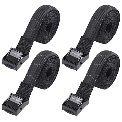 Ayaport Adjustable Stretch Lashing Straps with Buckles 0.75" x 6', 4 Pack - color: Black-Stretch, size: 0.75'' x 6'