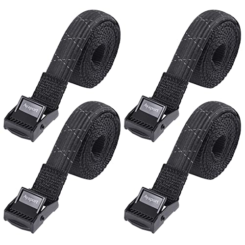 Ayaport Adjustable Stretch Lashing Straps with Buckles 0.75" x 4', 4 Pack - color: Black-Stretch, size: 0.75'' x 48''
