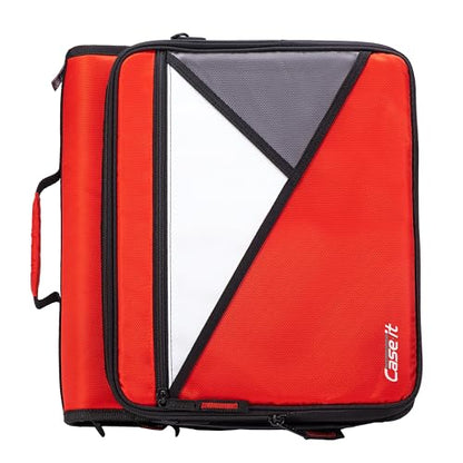 Case-it School Zipper Binder | 1.5" D-Ring | 325-Sheet | LT-207 Fire Red - color: Fire Red, size: 1 Pack