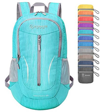 ZOMAKE 25L Lightweight Packable Backpack, Foldable Daypack(Aqua Blue) - color: Aqua Blue
