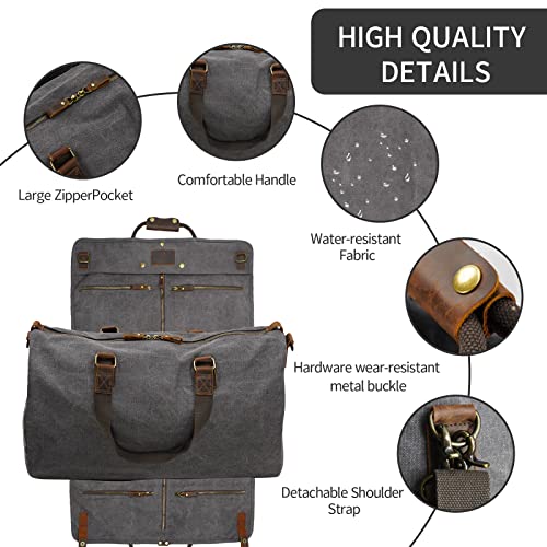 2 In 1 Convertible Garment Bag, Carry On Suit Duffle Bag For Men & Women - color: Gray