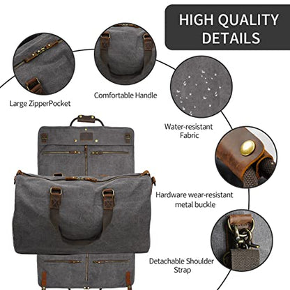 2 In 1 Convertible Garment Bag, Carry On Suit Duffle Bag For Men & Women - color: Gray