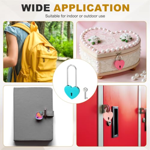 PATIKIL Mini Heart Lock w/Key 1.8x3.9 Heart Shaped Padlock Blue - color: Blue, size: 1.8"x3.9"