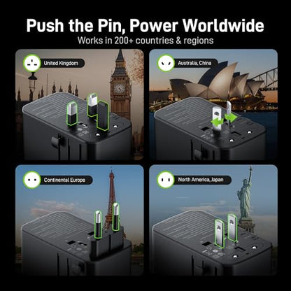 Epicka Pulse Duo 140W Universal Travel Adapter PD 3.1, 2AC/3USB-C/1USB-A - style: Pulse Duo 140W with Smart Display