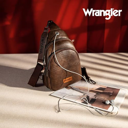 Wrangler 웨스턴 크로스바디 슬링 백 여성용 패니 팩 체스트백 백팩 여행, 일상 사용 및 선물용 - color: 커피.