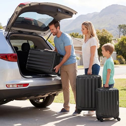 Goplus 3 Piece Luggage Set, 20/24/28 Inch Lightweight Hardshell Suitcases with 360° Spinner Wheels, Telescope Handles, Scratch-Resistant Shell for Business Family Travel (Vertical Stripe, Black) - color: Black, style: Vertical Stripe