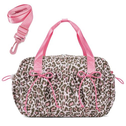 ECOHUB Small Gym Bag for Women, Mini Duffle Bag Pink Leopard Print - color: Pink Leopard Print