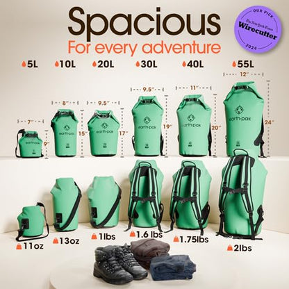 Earth Pak Waterproof Dry Bag - Roll Top Waterproof Backpack Sack Keeps Gear Dry for Kayak with Waterproof Phone Case - color: Seafoam Green, size: 20L