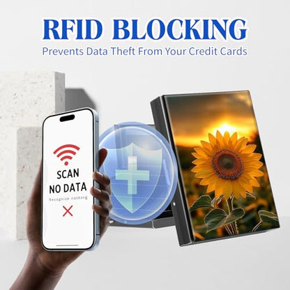 Metal RFID Accordion Card Holder,Sunset Sunflower - color: Sunset Sunflower