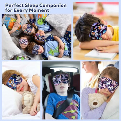 Kids Silk Sleep Mask, 100% Mulberry Silk Eye Mask with Adjustable Strap - color: Space Dog Style