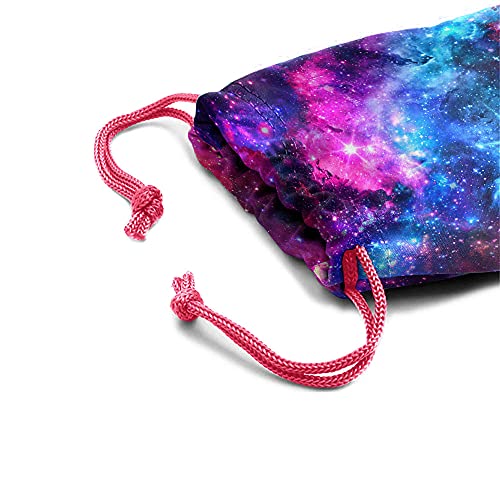 WIRESTER Set of 3 Polyester Sunglasses Pouch, Eyeglasses Soft Case with Drawstring Closure - color: Blue Purple Galaxy Nebula
