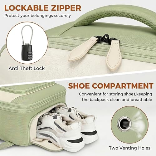 Vancropak Carry on Backpack for Airplane, Travel Backpack Fits 17.3" Laptop - color: Green