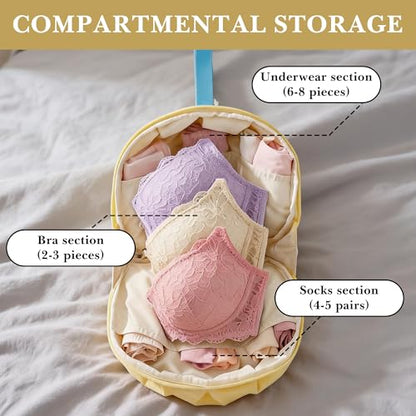 LUWOO 2 Pcs Travel Underwear Organizer Bags, Skin-friendly Soft Material Travel Bra Organizer with Portable Handle (Yellow & Pink)