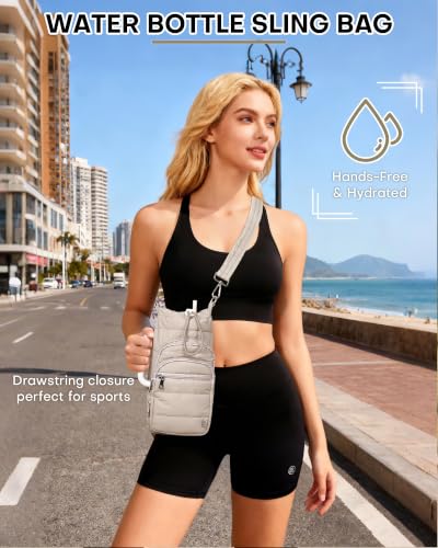 Water Bottle Holder with Strap, 40/32 oz Crossbody Bottle Carrier Bag - color: Black