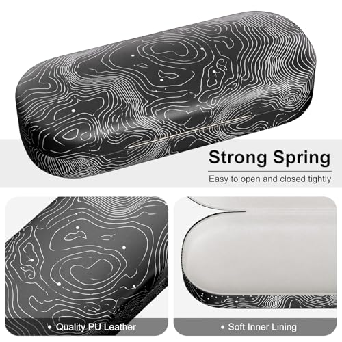 Hard Shell Leather Sunglasses Case,Classic Fashionable Cute Large Glasses Case for Women Men,Sunglass Eyeglasses - color: Map