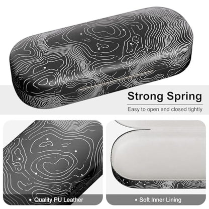 Hard Shell Leather Sunglasses Case,Classic Fashionable Cute Large Glasses Case for Women Men,Sunglass Eyeglasses - color: Map