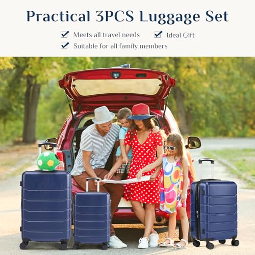 OLIXIS 24 Inch Carry-On Suitcase, Hardside Rolling Luggage, Blue - color: Blue, size: 24 IN