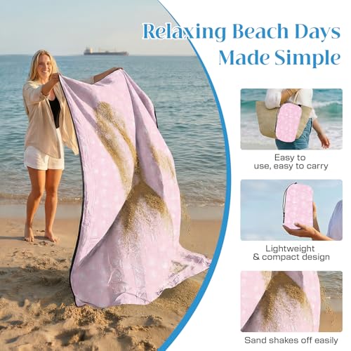OIGAE Beach Blanket Waterproof Sandproof Oversized Beach Mat - color: Pink Sea Shells, size: 7x8 Ft (2～5 person)
