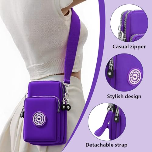 Mini Crossbody Sling Bag, Cell Phone Purse, Travel Pouch Shoulder Bag with Adjustable Strap, Lightweight Organizer Pouch - color: Light Purple