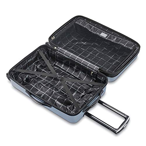 American Tourister Moonlight Hardside Expandable Luggage with Spinner Wheels, Silver, Checked-Medium 24-Inch - color: Silver, size: Checked-Medium 24-Inch