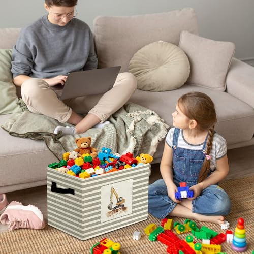 Rustic Construction Vehicle Storage Bins Boxes Handles - color: 028