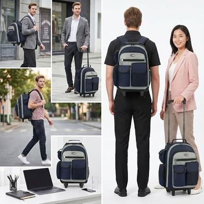 20" 2-in-1,Wheeled Travel Luggage Bag w/Telescopic Handle - color: JH-2560-Blue-20