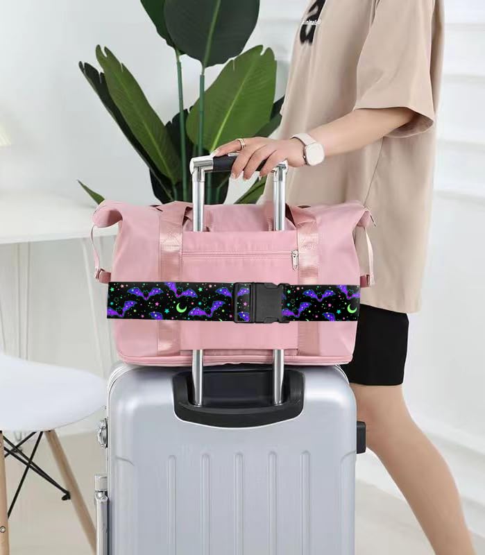 Luggage Straps for Suitcases Travel Belt Accessories, Cute Suitcase Strap, Adjustable Luggage Belt Strap, Heavy Duty with Quick-Release Buckle Luggage Strap Bats Stars - color: Bats Stars