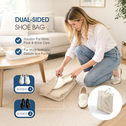 Compression Packing Cubes for Travel - Double Zipper Luggage Organizer Bags for Suitcases (6-Pack, Beige) - color: Beige