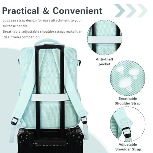 Travel Carry On Backpack for Women, TSA Approved 15.6" Laptop Daypack - color: Blue, size: Medium
