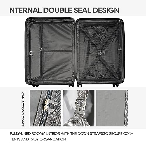 GinzaTravel PP material 3-piece expandable luggage sets with Spinner Wheels， Suitcase with TSA Lock，Large Luggage for Family Travel carry on 20/24/28，Light pink color - color: Light pink