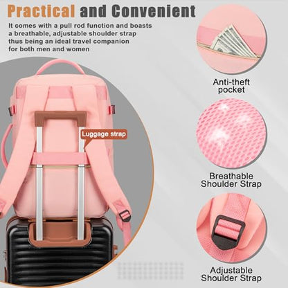 40L Travel Backpack, Flight Approved Carry On Laptop Backpack - color: Pink, size: Large