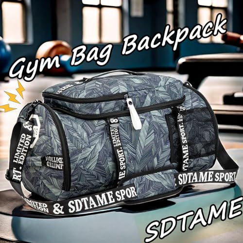 Gym Duffle Bag Backpack,4‑Way Waterproof with Shoe Compartment Travel Laptop - color: Silver